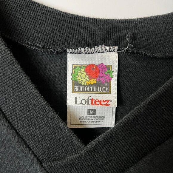 Vintage 90s Fruit of the Loom New York City NYC V-Neck Black T-Shirt M Cotton - Picture 12 of 14